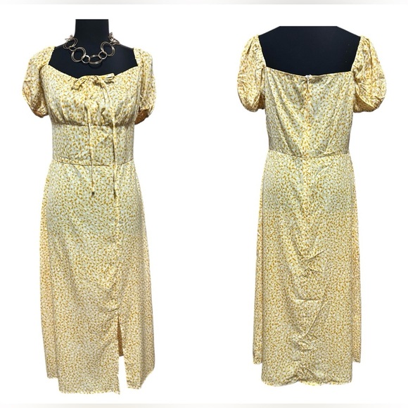 SHEIN Yellow Floral Women's Dress, Size L, NWOT - Picture 1 of 5